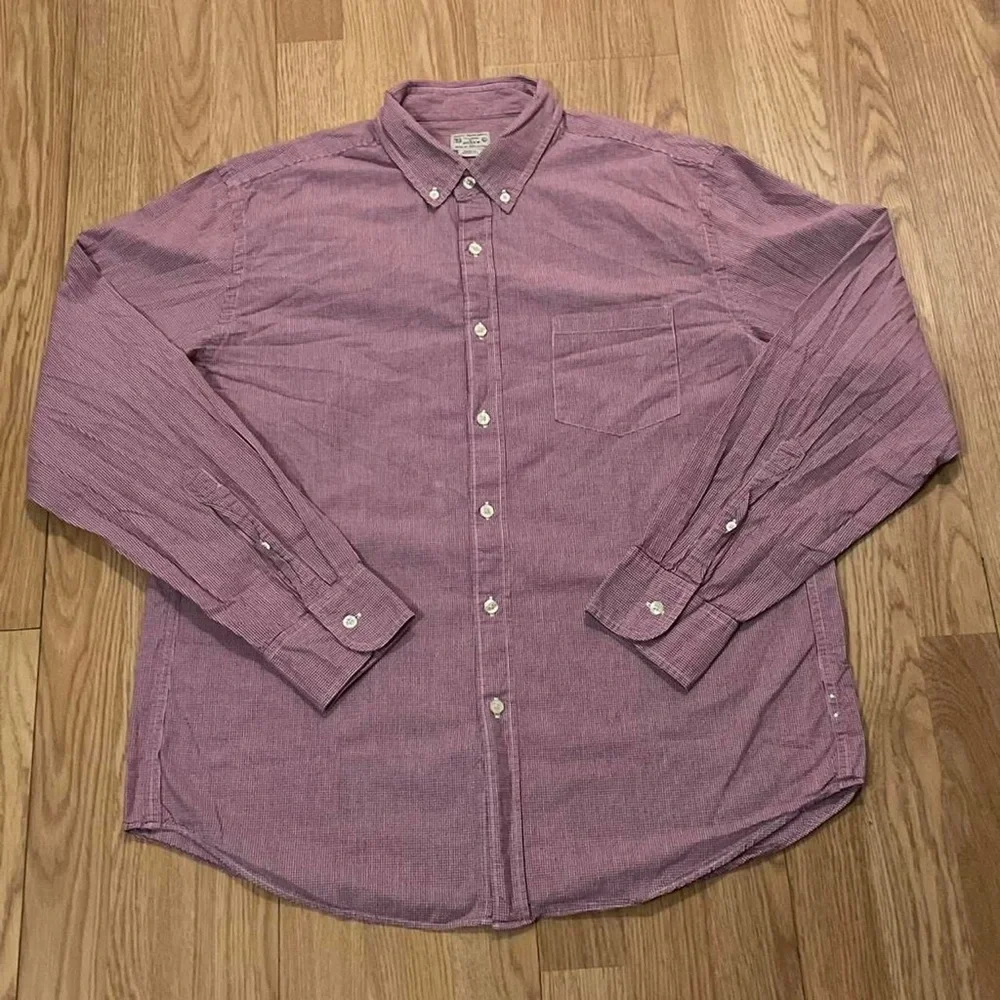 J Crew Mens Large Long sleeve Button Down Shirt Classic Red Gingham Check